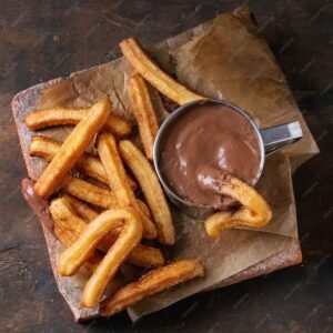 traditional spanish churros with chocolate 72772 16847